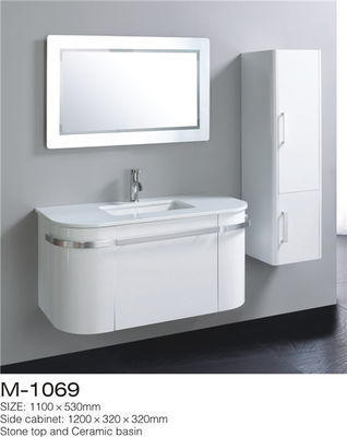 China LED-Spiegel-Wand-Hungs-Badezimmer-Eitelkeit, weiße Badezimmer-Eitelkeit mit Seitenkabinett fournisseur