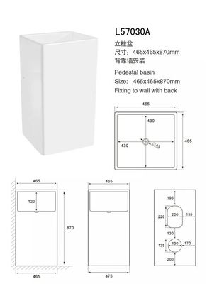 China Quadratischer Boden-stehende Badezimmer-Wannen, keramische Badezimmer-Wannen-Größe 465*465*870mm fournisseur