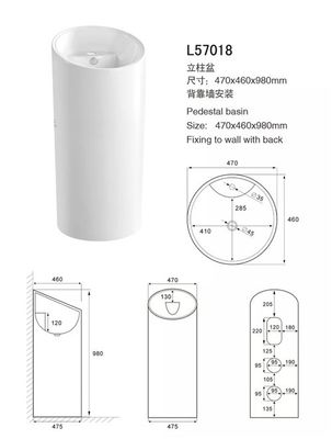 China Weiße Zylinder-Sockel-Badezimmer-Wannen, Porzellan-Sockel-Wannen-Tiefe 120mm fournisseur